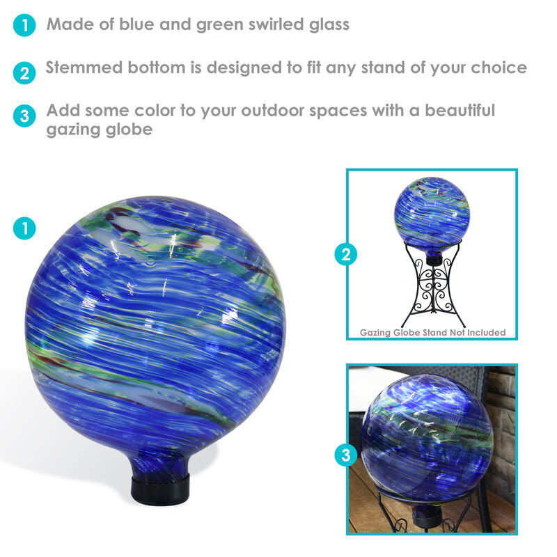 Sunnydaze Northern Lights Glass Gazing Globe - 10 in - 2-Pack 