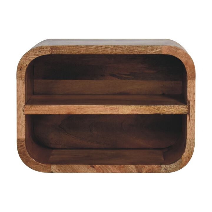Artisan Furniture solid Wood Oak-ish Floating Open Curve Nightstand