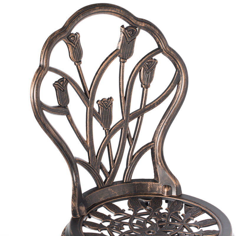 Indoor and Outdoor Bronze Dinning Set 2 Chairs with 1 Table Bistro Patio Cast Aluminum.