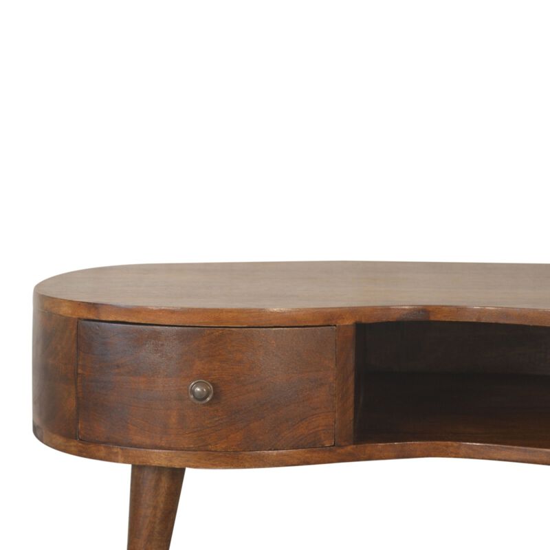 Solid Wood 1 Drawer Chestnut Wave Coffee Table