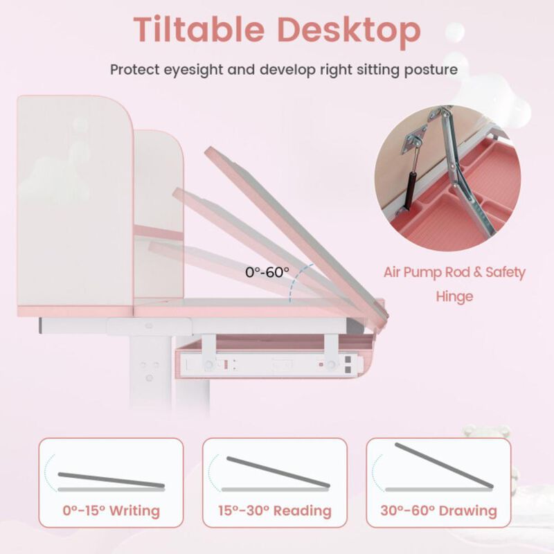 Hivvago Kids Desk and Chair Set with Adjustable Height and Tilted Desktop