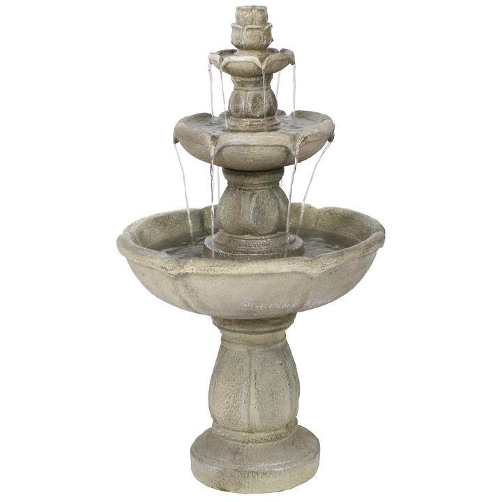 Sunnydaze Birds' Delight Fiberglass Outdoor 3-Tier Water Fountain