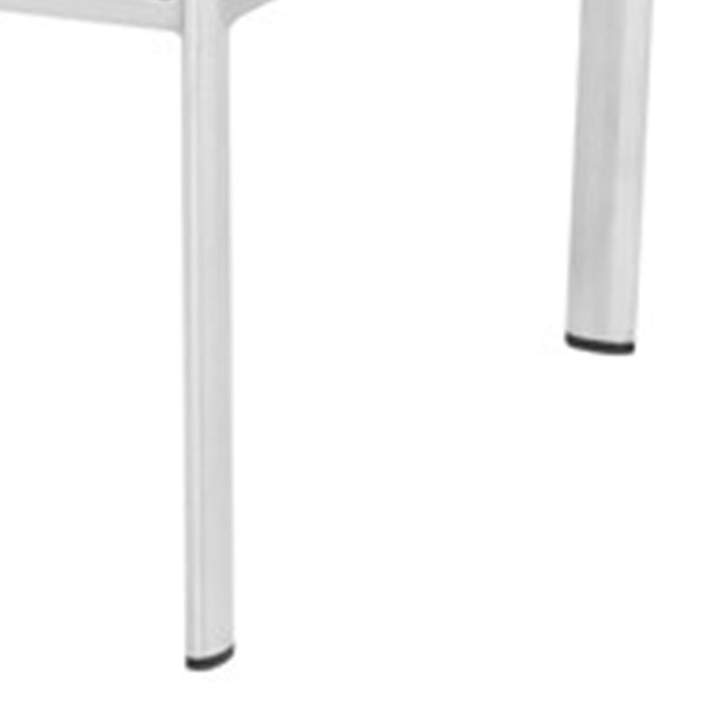 Jan 25 Inch Counter Height Chairs, Set of 2, Gray Faux Leather, Chrome Metal Legs - Benzara