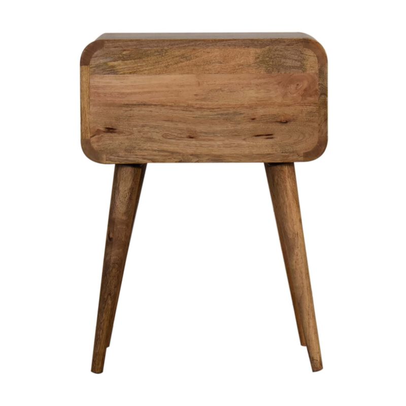 Mini Woven 1 Drawer Oak-ish Solid Wood Nightstand