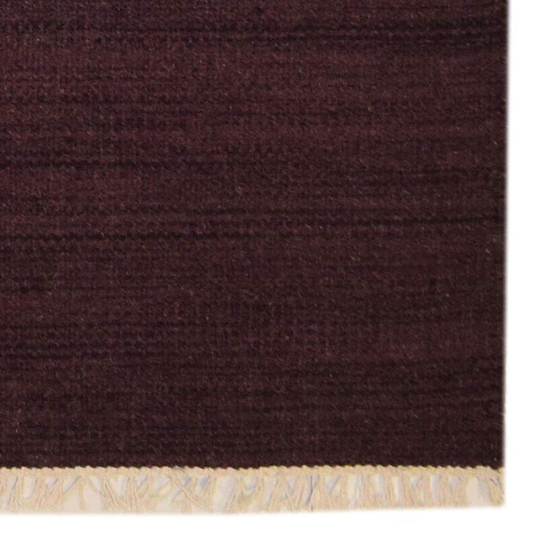 RUGSOTIC CARPETS HAND WOVEN FLAT WEAVE KILIM WOOL ECO-FRIENDLY AREA RUGS  - 3'x5', Rectangle Shape, Plum Color, Solid Plain Design, Low Pile  Handmade Area Rugs for Living Room, Bed Room (D00111)