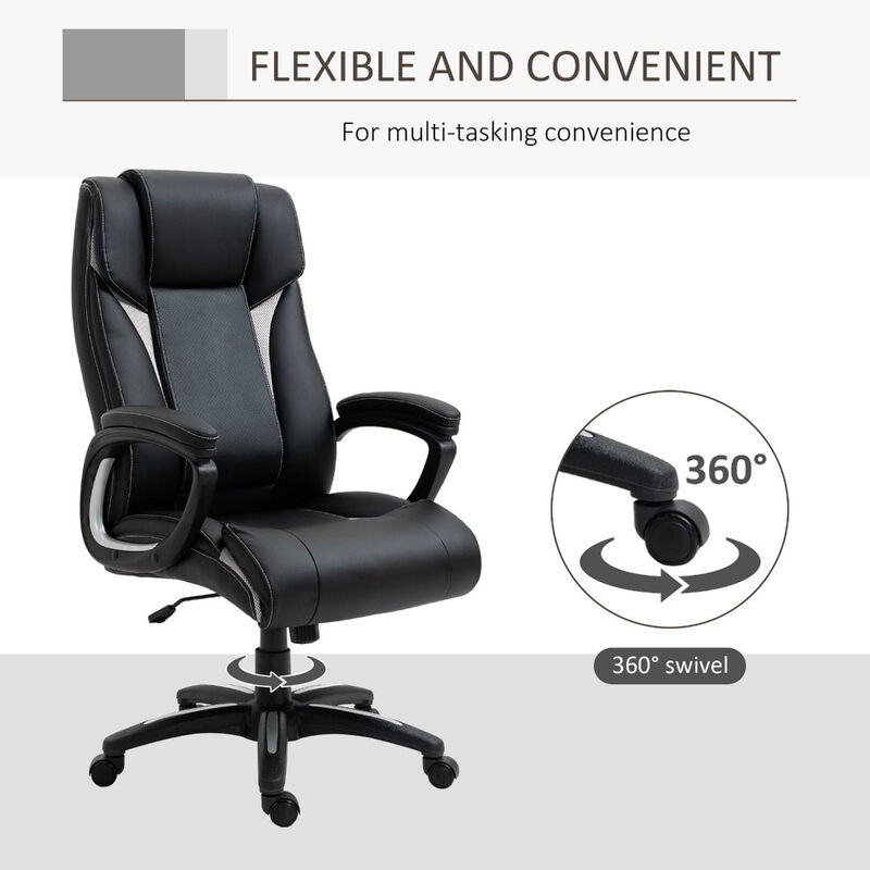 Black Executive Comfort: PU Leather High Back Office Chair
