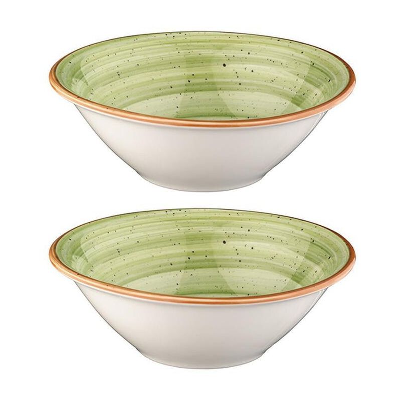 Therapy dia.8" h:2.5" 30 oz. Round Green Porcelain Bowl (Set of 2)