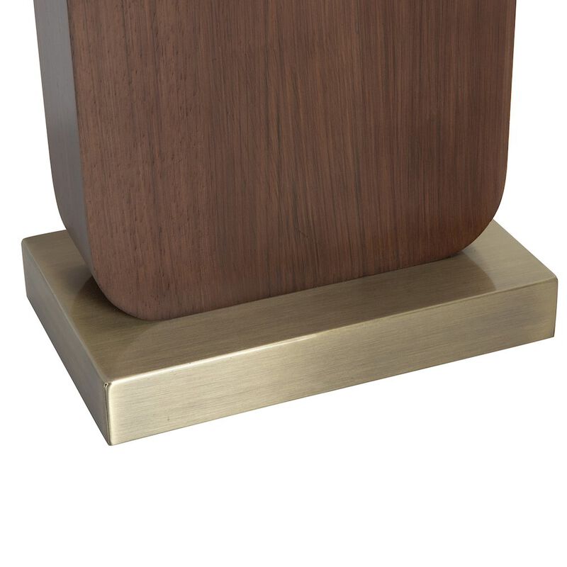 NOVA OF CALIFORNIA Laurel Table Lamp - Dark Walnut Wood Finish, Weathered Brass, White Linen Shade