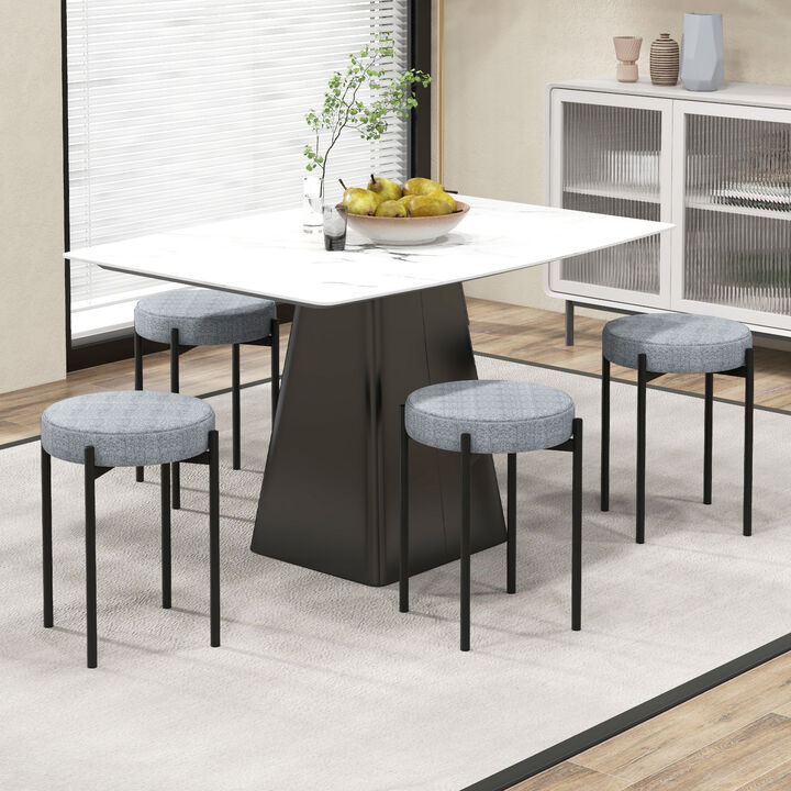 Set of 4 Upholstered Bar Stools Kitchen Stools with Foot Pads for Enhanced Comfort