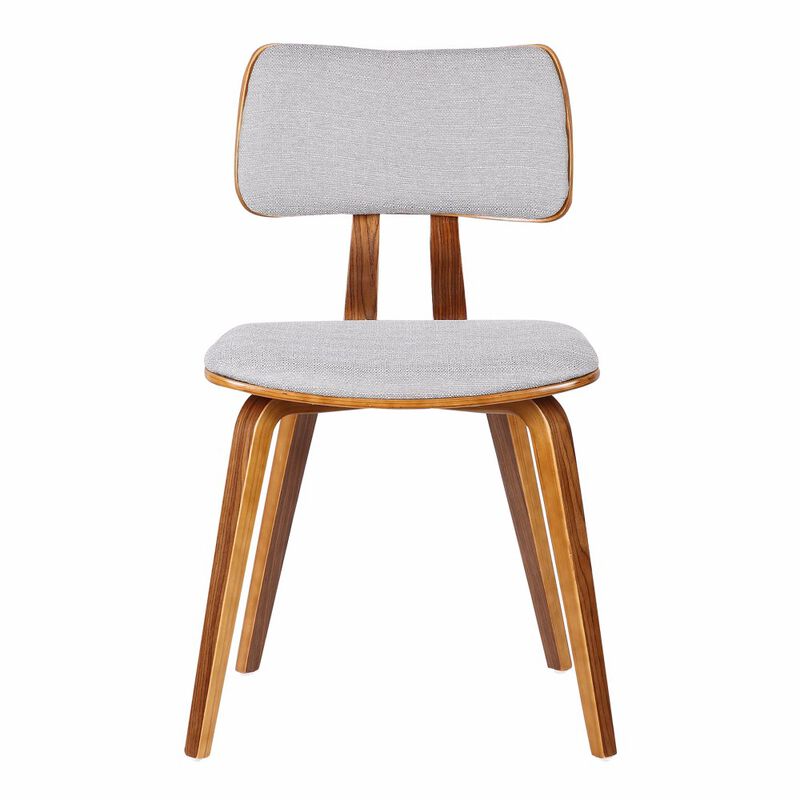 Fabric Upholstered Split Curved Back Wooden Dining Chair, Brown and Gray-Benzara