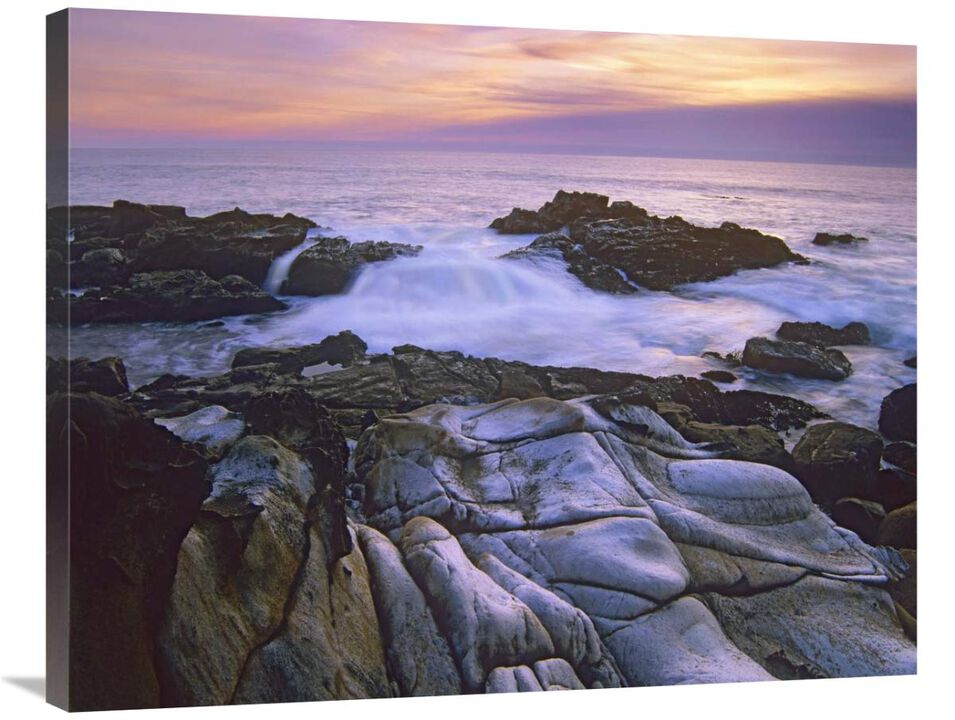 Wave hiting coastal rocks, Gerstle Cove, Salt Point State Park, California-Canvas Art-35x28