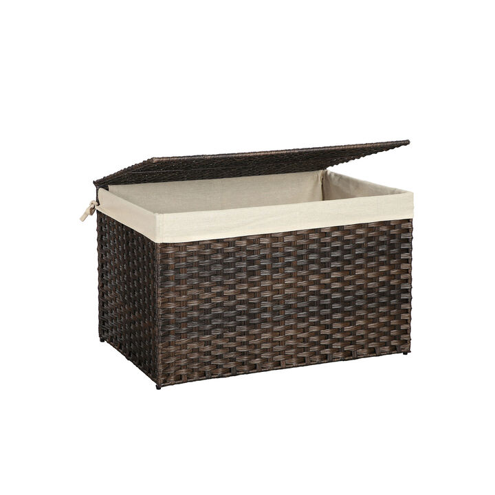 Storage Trunk with Cotton Liner and Metal Frame for Bedroom and Closet