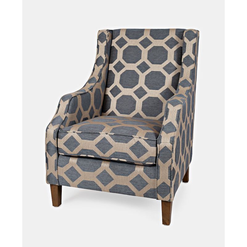 Jofran Sanders Geometric Pattern Luxury Accent Upholstered Accent Chair