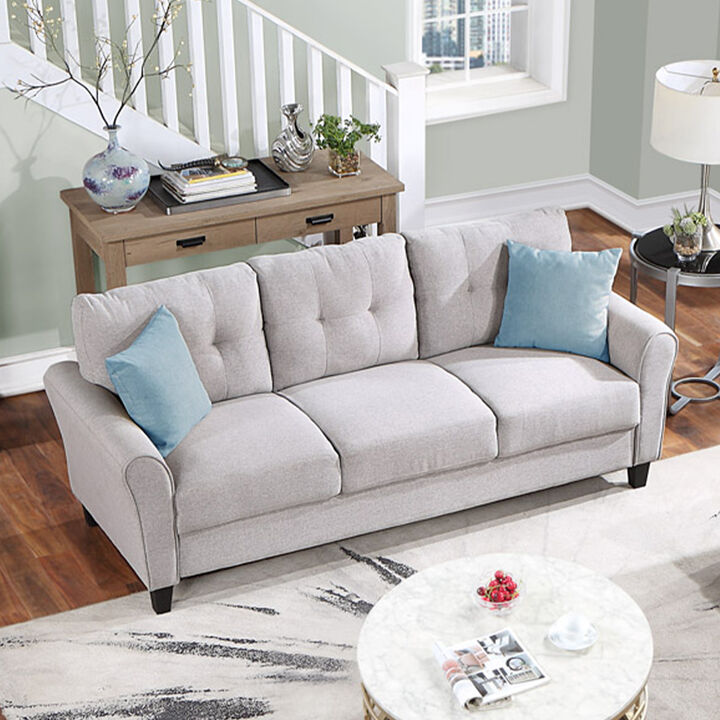 Merax Linen Upholstered Couch 3-Seat Sofa