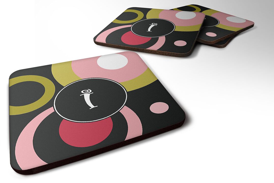 Caroline's Treasures AM1001-IFC Monogram-Retro in Black Foam Coasters (Set of 4), 3.5 H x 3.5 W, Multicolor