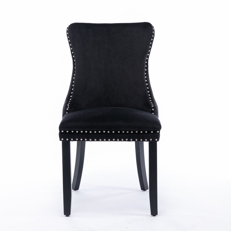 Black Upholstered Dining Chairs, Set of 2
