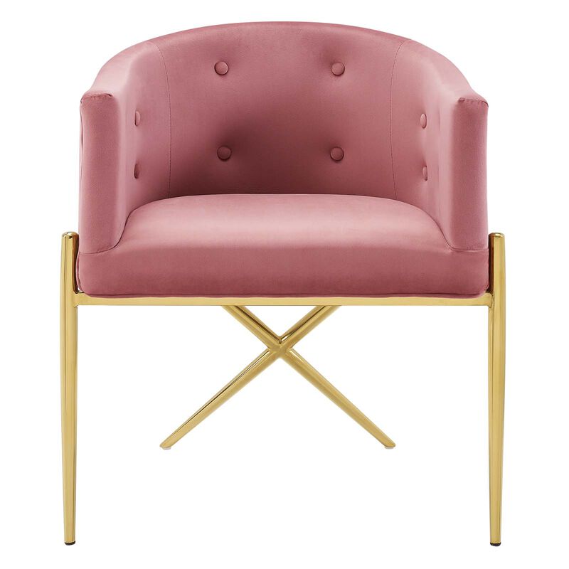 Modway Savour Tufted Performance Velvet Accent Dining Armchair, Dusty Rose 23 x 26 x 29.5