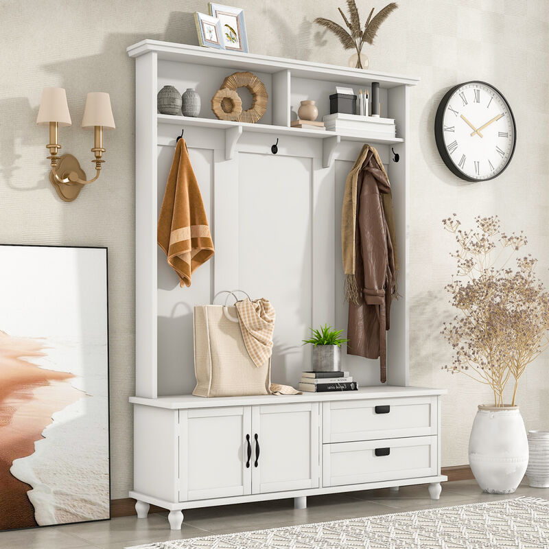 Modern Hall Tree with Storage and Mudroom Bench