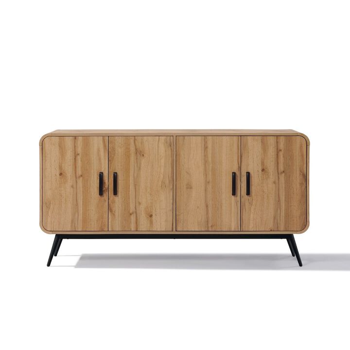 LuxenHome 4-Door with Soft Close 63-Inch Wide Sideboard Server Cabinet