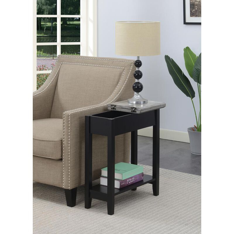 Convenience Concepts American Heritage Flip Top End Table, Faux Birch/Black