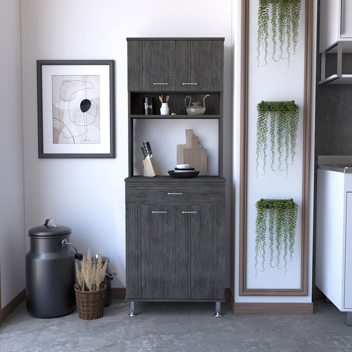 Della 60 Kitchen Pantry With Countertop, Closed & Open Storage - Smokey Oak