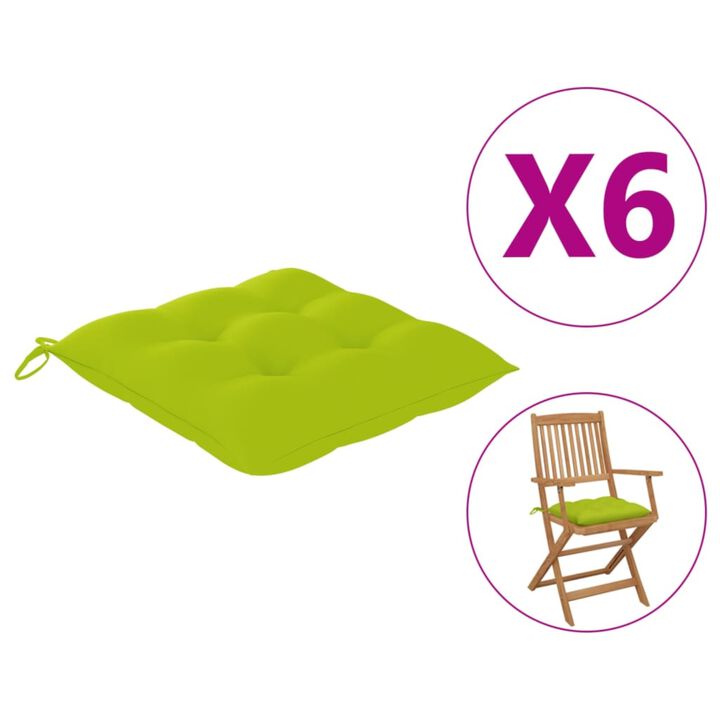 vidaXL Chair Cushions 6 pcs Bright Green 15.7"x15.7"x2.8" Fabric