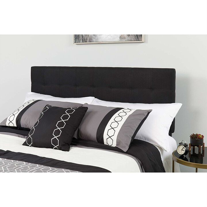 Upholstered Fabric Headboard with Box-Stitch Detailing for Modern Bedrooms