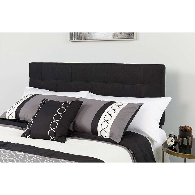 Upholstered Fabric Headboard with Box-Stitch Detailing for Modern Bedrooms