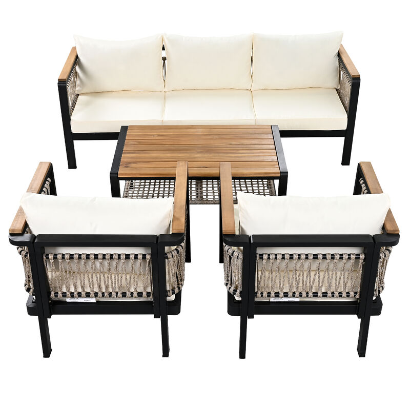 Merax 4 Pieces Outdoor Sectional Sofa Cnversation Set