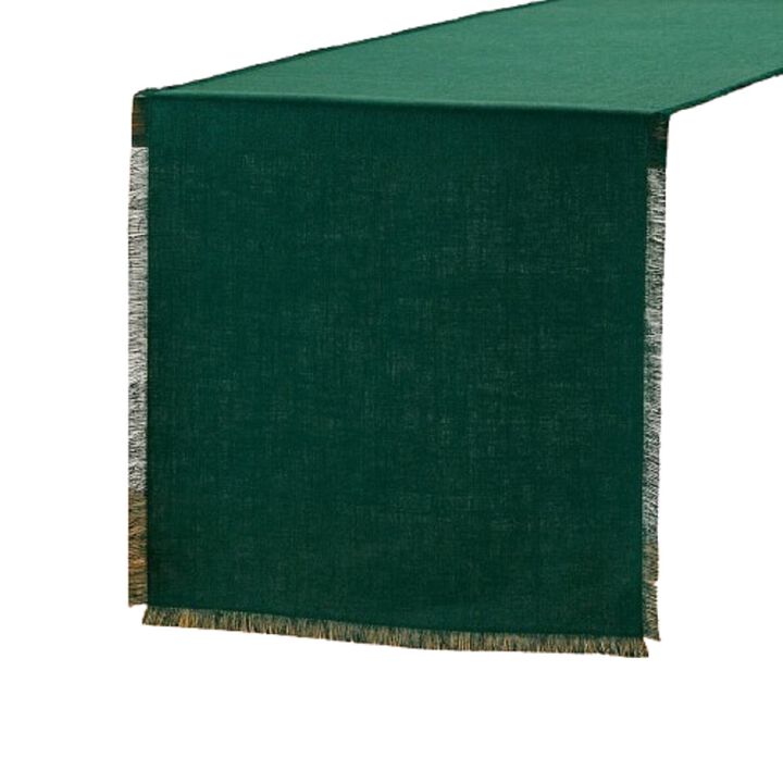 Solino Home 100% Pure Linen Table Runner 14 x 108 Inch | Fringe