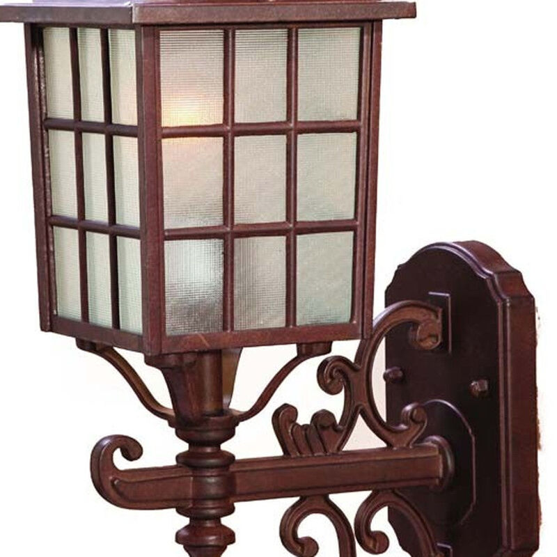 Hivvago Dark Brown Window Pane Lantern Wall Sconce