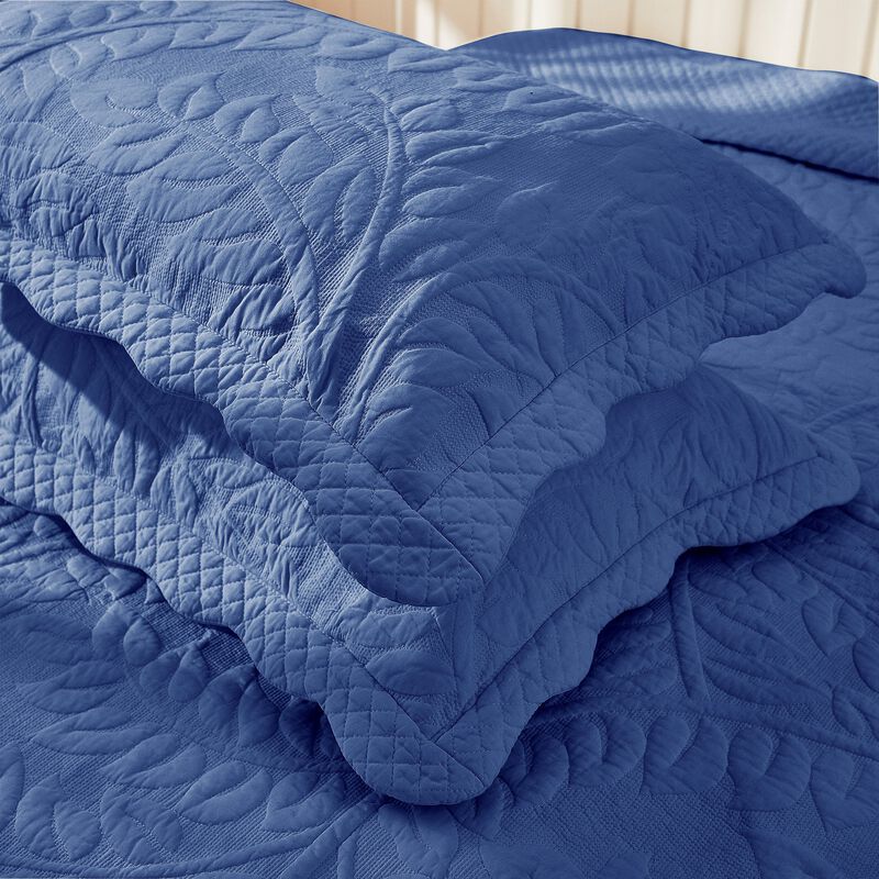 MarCielo 100% Cotton Embroidered Quilted Pillow Shams -Standard