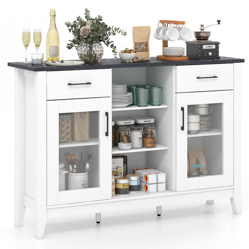 Sideboard Buffet Cabinet with 2 Drawers and 4 Adjustable Shelves