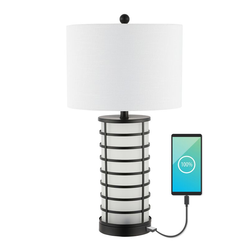Jayce Modern Industrial Iron Nightlight LED Table Lamp with USB Charging Port
