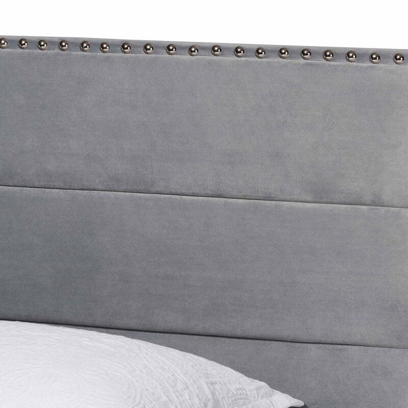 Baxton Studio Tamira Glam Navy Velvet Fabric Upholstered Twin Size Panel Bed