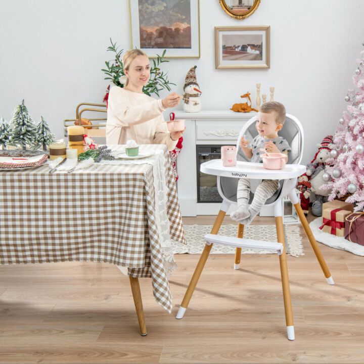 Hivvago 4-in-1 Convertible Baby High Chair Infant Feeding Chair with Adjustable Tray