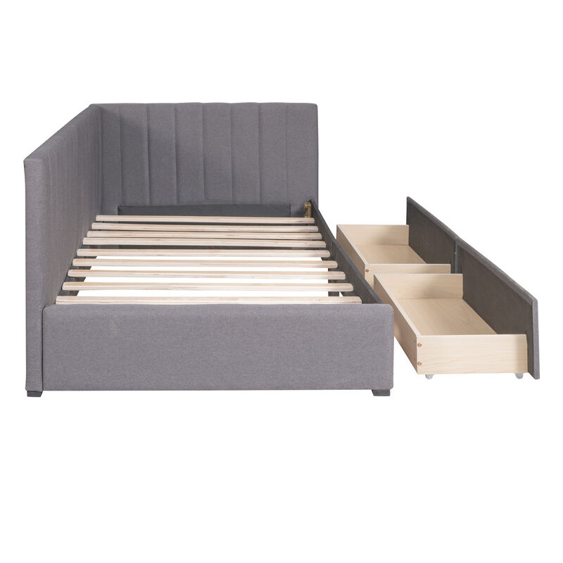 Upholstered Daybed with 2 Storage Drawers