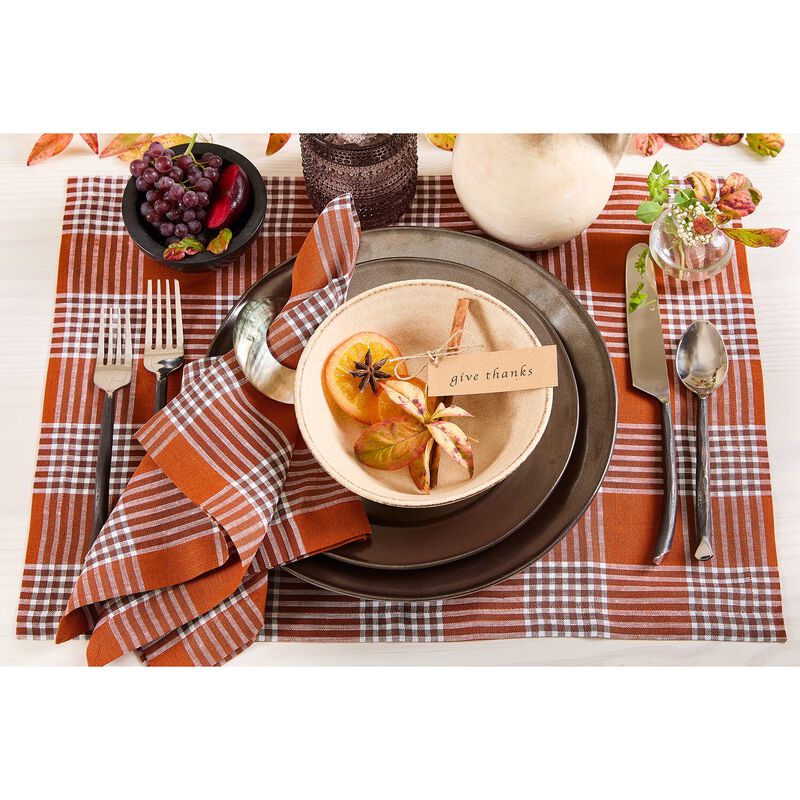 Solino Home 100% Pure Linen Dinner Napkins 20 x 20 Inch Set of 4 | Glen Check