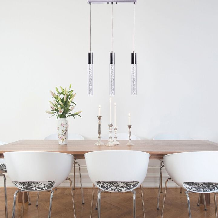 Sparkling Night Chandelier Chrome Metal and Acrylic 3 LED Light Dimmable