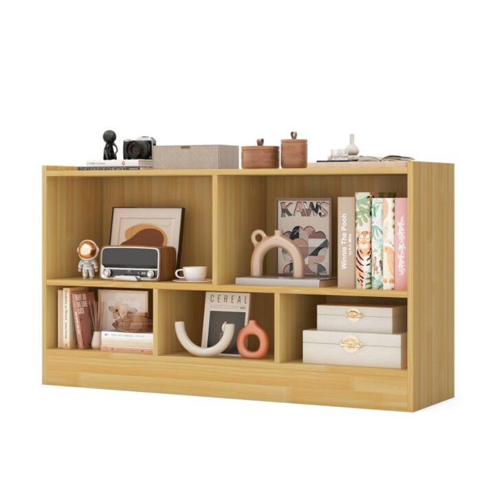 Hivvago Kids 2-Shelf Bookcase 5-Cube Wood Toy Storage Cabinet Organizer