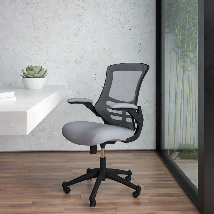 Kelista Mid-Back Green Mesh Swivel Ergonomic Task Office Chair with Flip-Up Arms
