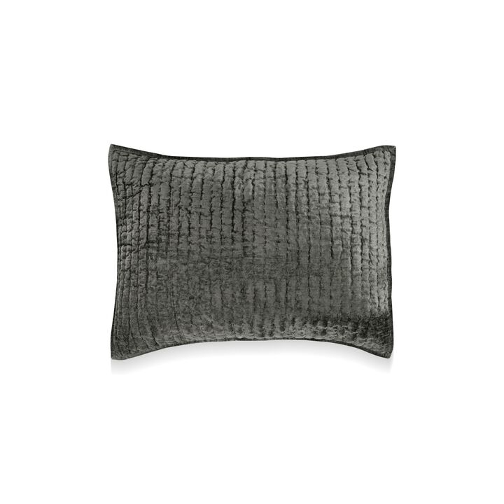 Lipa 20 x 26 Hand Stitched Standard Pillow Sham, Velvet, Quilted-Benzara