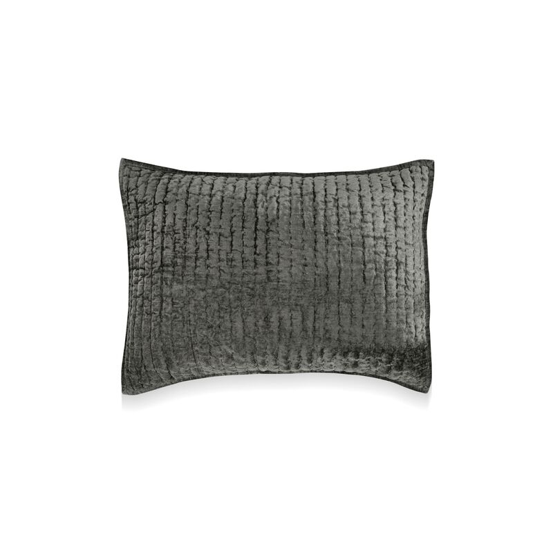 Lipa 20 x 26 Hand Stitched Standard Pillow Sham, Velvet, Quilted-Benzara
