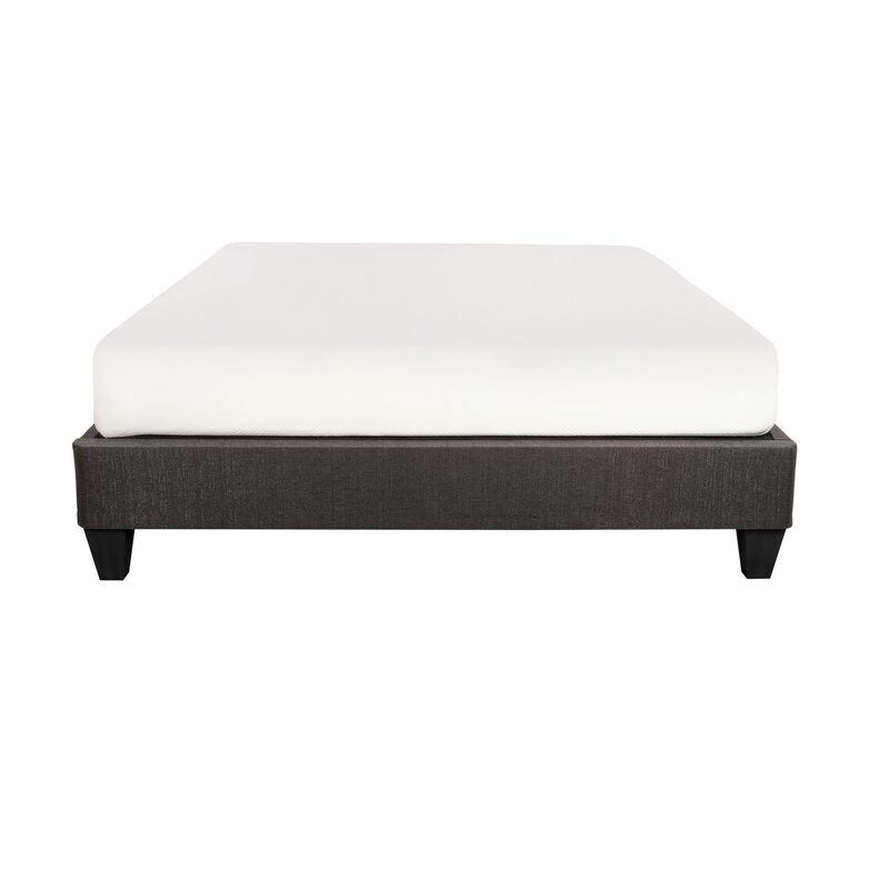 Tamy 13 Inch Twin XL Size Platform Bed Frame, Wood Base, Dark Gray Linen - Benzara