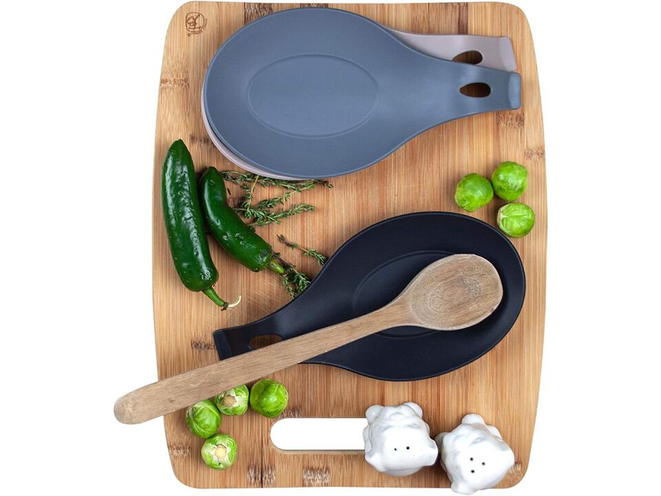 W. INNOVATIONS Modern Silicone Spoon Rests (Set of 3) | Kitchen Utensil Holders for Stove Top
