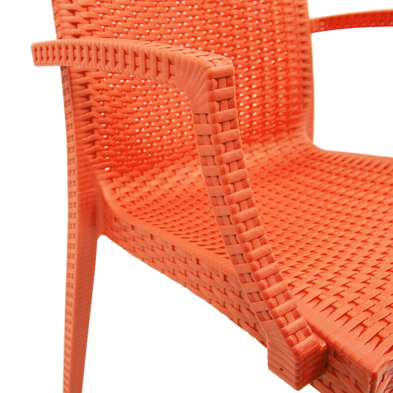 LeisureMod Weave Mace Indoor/Outdoor Chair (With Arms) in Green