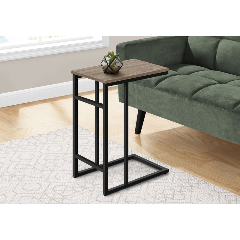 Monarch Specialties I 2172 Accent Table, C-shaped, End, Side, Snack, Living Room, Bedroom, Metal, Laminate, Brown, Black, Contemporary, Modern