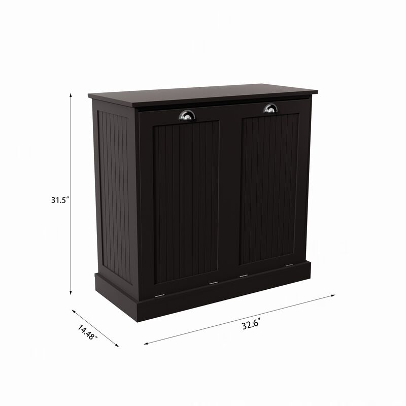 32.68 in. W. x 14.57 in. D x 31.5 in. H Wood Linen Cabinet with Tilt-out Storage