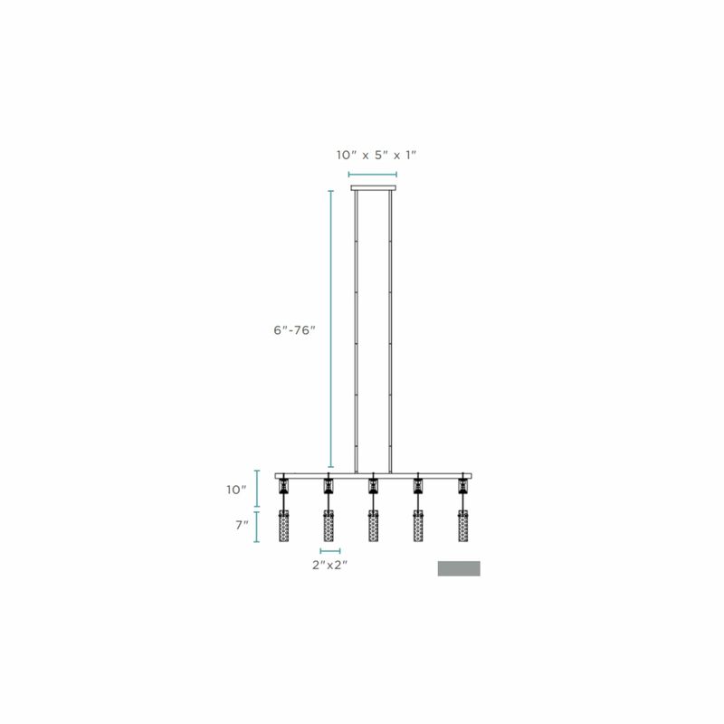 Harmony Chandelier Matte Black Metal and Acrylic 5 LED Lights Dimmable