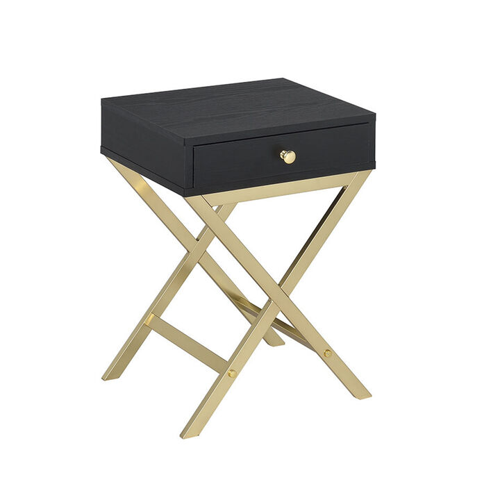 ACME Coleen Side Table, Black & Brass